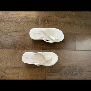 Colin Stuart white platform wedge sandals